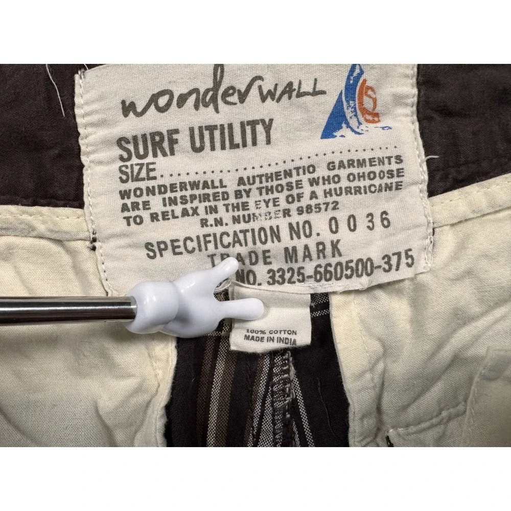 Wonderwall Surf Utility Plaid Cargo Shorts Men's‎ Size 34 Brown White